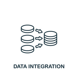 Data integration icon monochrome simple line vector