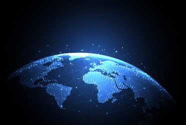 global network connection world map point vector image