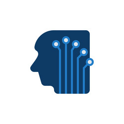 head with digital circuit board blue icon vector