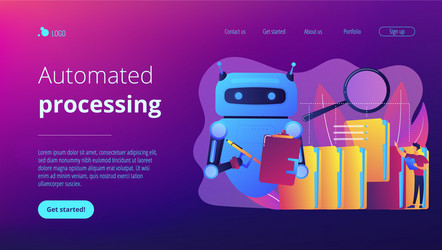 robotic process automation concept landing page vector image