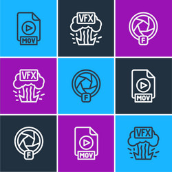 set line mov file document camera shutter and vfx vector image
