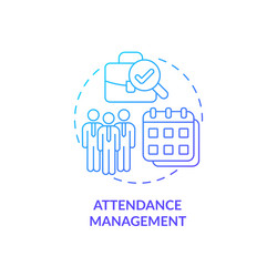 Attendance management blue gradient concept icon vector