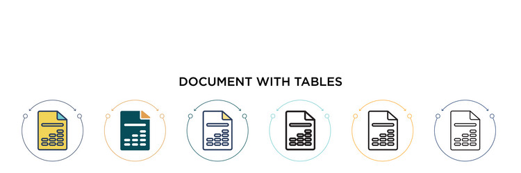 Document with tables icon in filled thin line vector