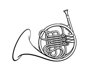 french horn orchestral brass instrument Vector Image