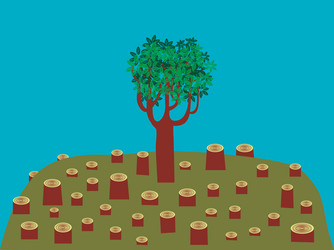 Tree trunk was cut with many trees on forest b Vector Image