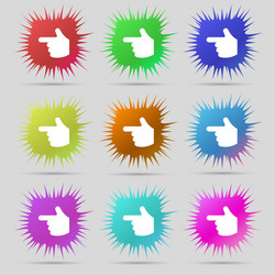 Pointing hand icon sign a set of nine original vector