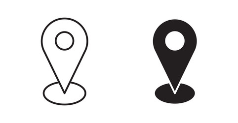marker icon set in thin line for web vector image