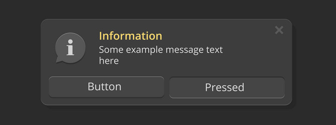 notifications notice ui interface window for dark vector image