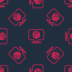 Red line game dice icon isolated seamless pattern vector