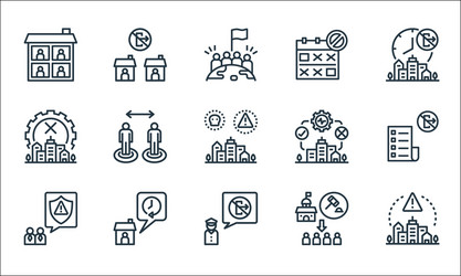 lockdown line icons linear set quality vector image