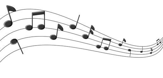 Music note line icon on black background black Vector Image