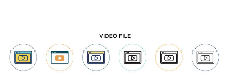 Video file icon in filled thin line outline vector