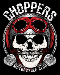 vintage biker skull emblem tee graphic Vector Image