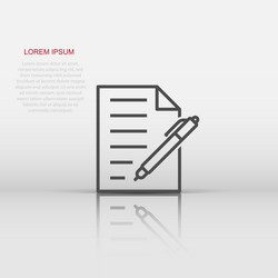 document with pen icon in flat style notepad vector image