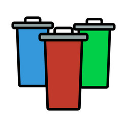 garbage containers with separated trash icon vector