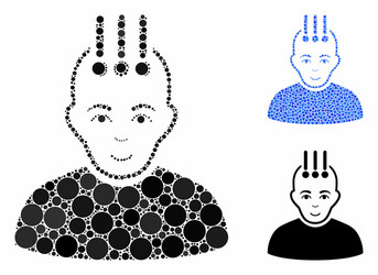 neural interface mosaic icon circle dots vector image