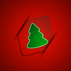 Simple christmas tree on red background vector