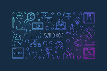 vlog concept colorful outline horizontal vector