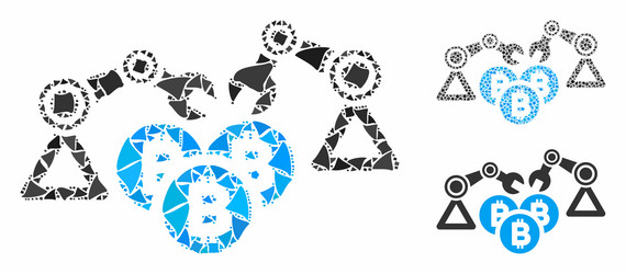 bitcoin mining robotics mosaic icon joggly vector image