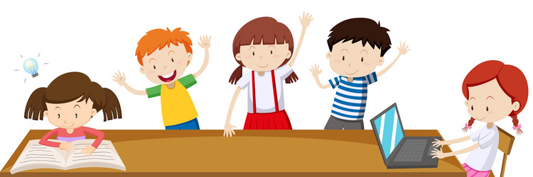 Children learning in the classroom vector