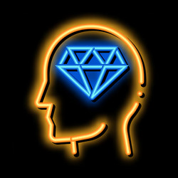 diamond man hat neon glow icon vector