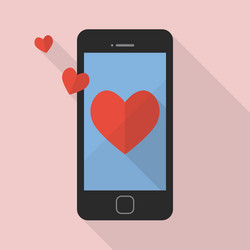 Heart icon on smart phone vector