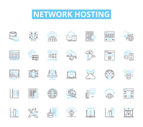 Network hosting linear icons set cloud server vector