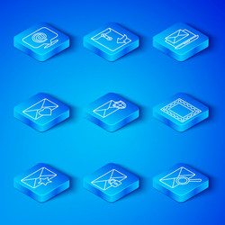 set line envelope with star shield mail message vector image
