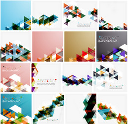 set of triangle geometric abstract backgrounds vector image