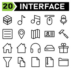 web interface icon set include package box vector image