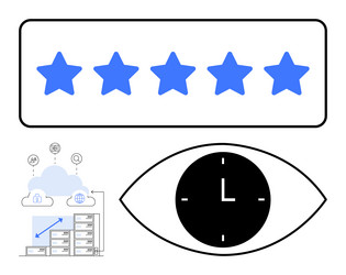 five-star rating cloud data storage and eye vector image