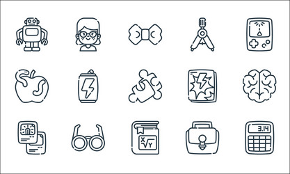 Nerd line icons linear set quality vector