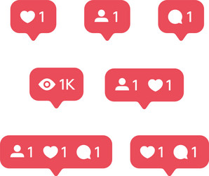 red heart like new message bubble friend request vector image
