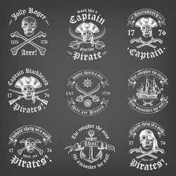 Vintage Skull Pirate Chalkboard Logos Vector Image