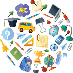 Back to school icons set in circle shape vector