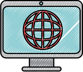 computer display with planet vector image