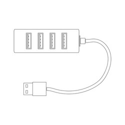 rectangular usb hub in contour design vector image