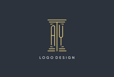 Ay initial monogram with pillar shape logo design vector