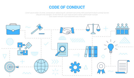 Code conduct concept with icon set template vector