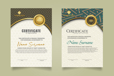 set modern certificate template with dynamic vector image