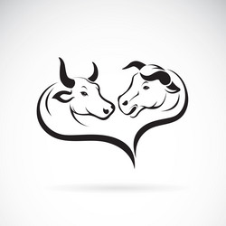 two bull head design on white background easy Vector Image