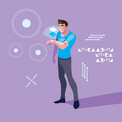 design man using technology augmented vector image