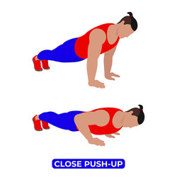 man doing close push-up exercise vector image