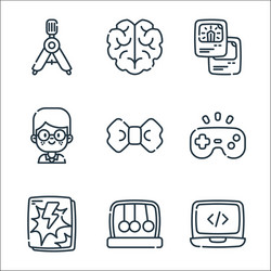 nerd line icons linear set quality vector image