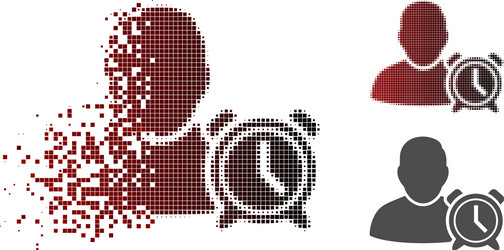 sparkle pixelated halftone user alarm clock icon vector image