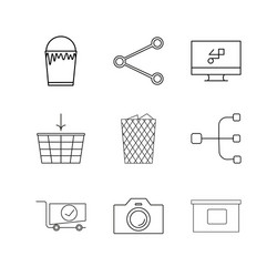 web linear icon set simple outline icons vector image