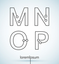 Connected Dots Font - MNO P vector image