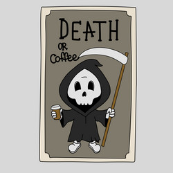 Death tarot card halloween funny character vector