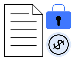 document security with a lock and dollar symbol vector image