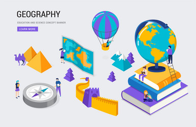 Geography globe and writing tools set of school Vector Image